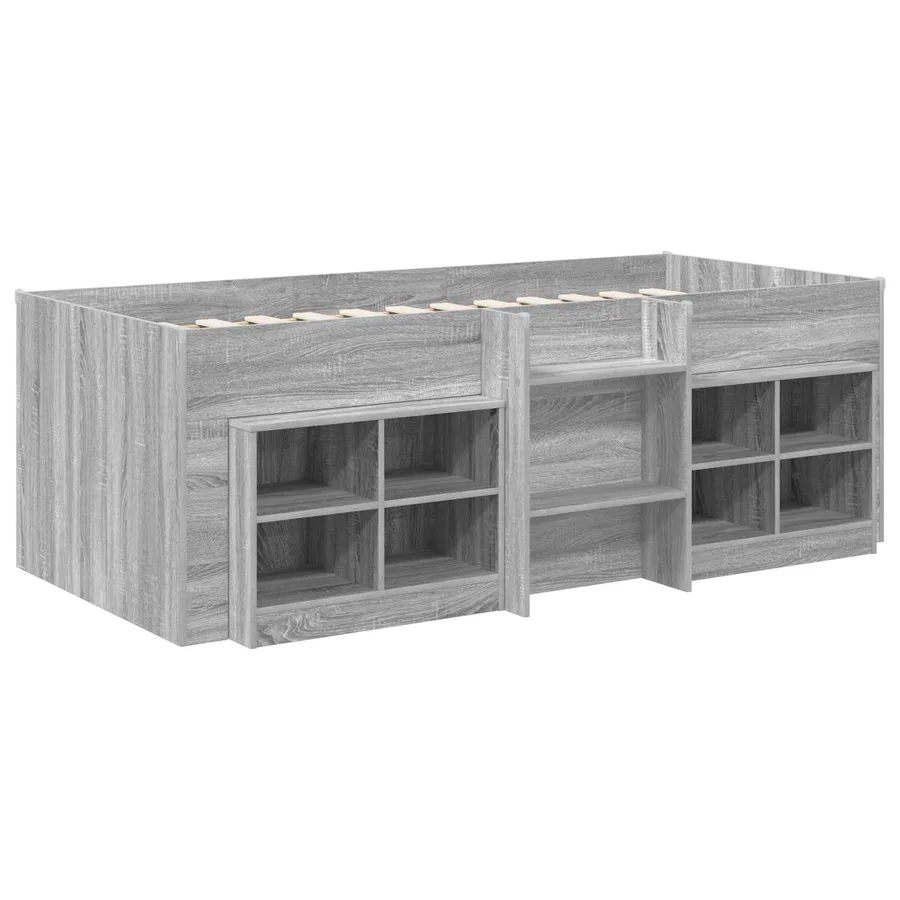 Cadre de lit en loft avec armoire avec étagère 3 pc Sonoma gris - 3