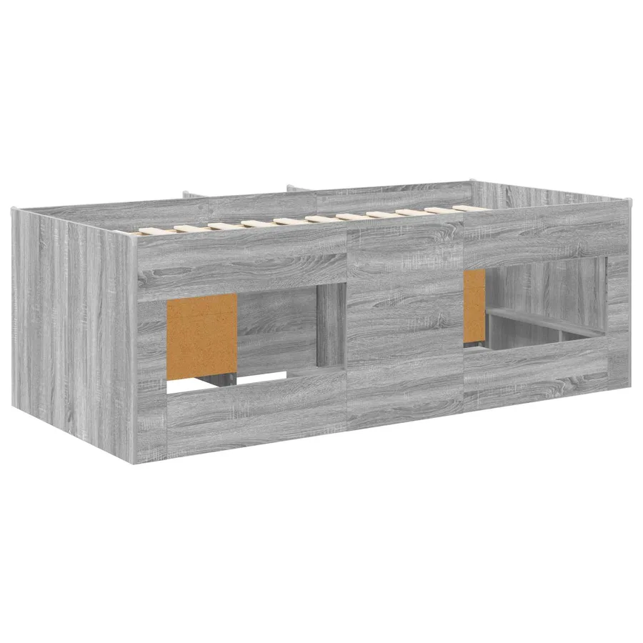 Cadre de lit en loft avec armoire avec étagère 3 pc Sonoma gris - 5