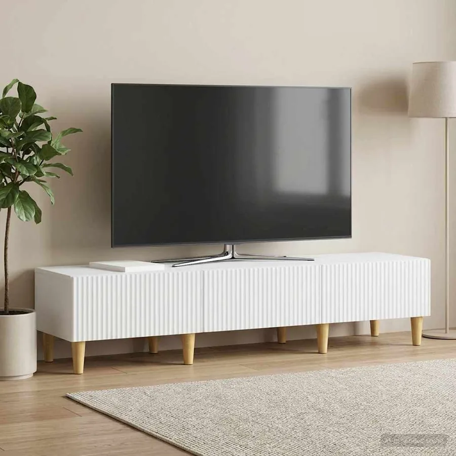 Meuble TV Blanc 147 x 34,5 x 30 cm Bois d'ingénierie