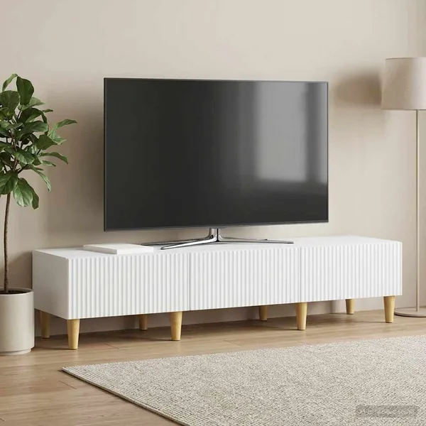 Meuble TV Blanc 147 x 34,5 x 30 cm Bois d'ingénierie