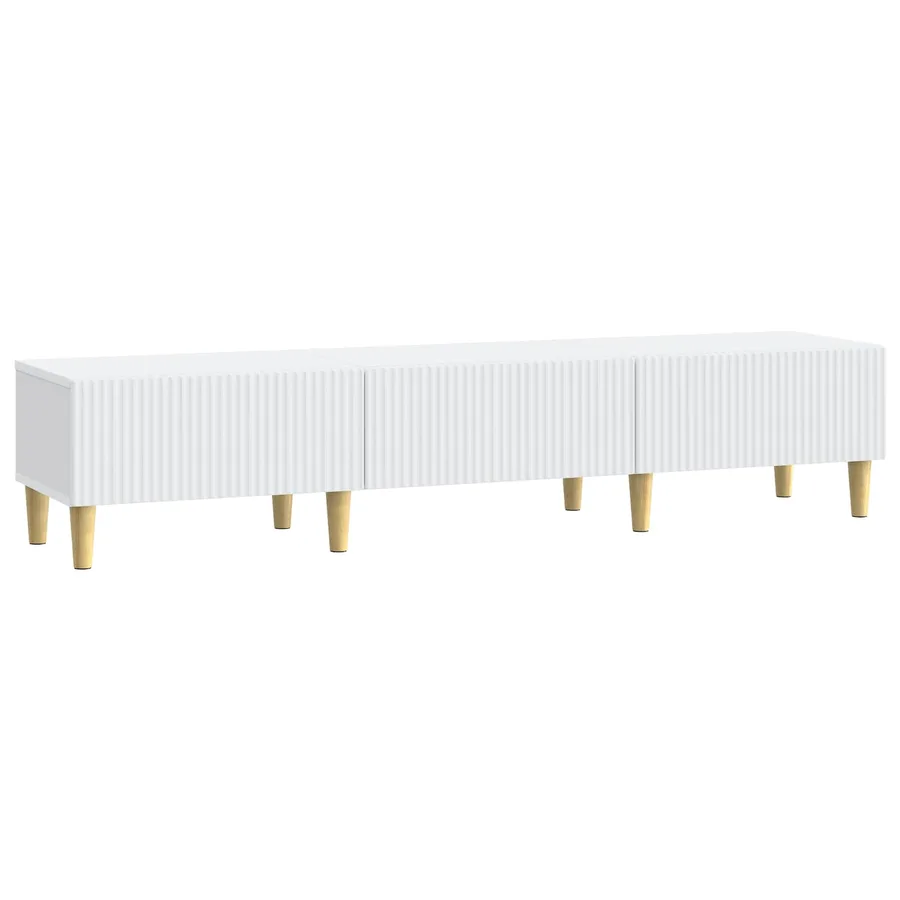 Meuble TV Blanc 147 x 34,5 x 30 cm Bois d'ingénierie - 2