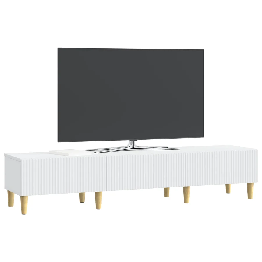 Meuble TV Blanc 147 x 34,5 x 30 cm Bois d'ingénierie - 3