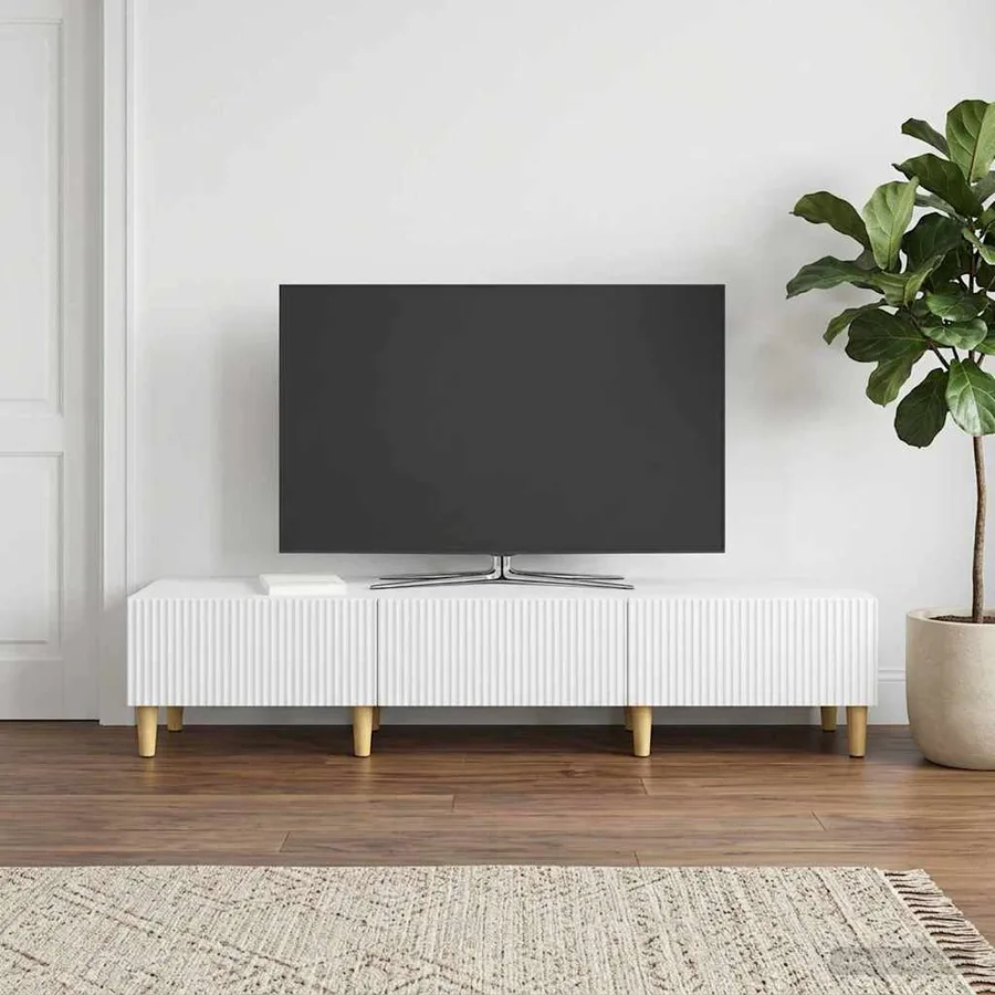 Meuble TV Blanc 147 x 34,5 x 30 cm Bois d'ingénierie - 4