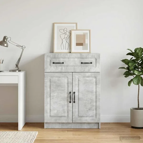 Buffet Gris béton 66 x 34,5 x 87 cm Bois d'ingénierie