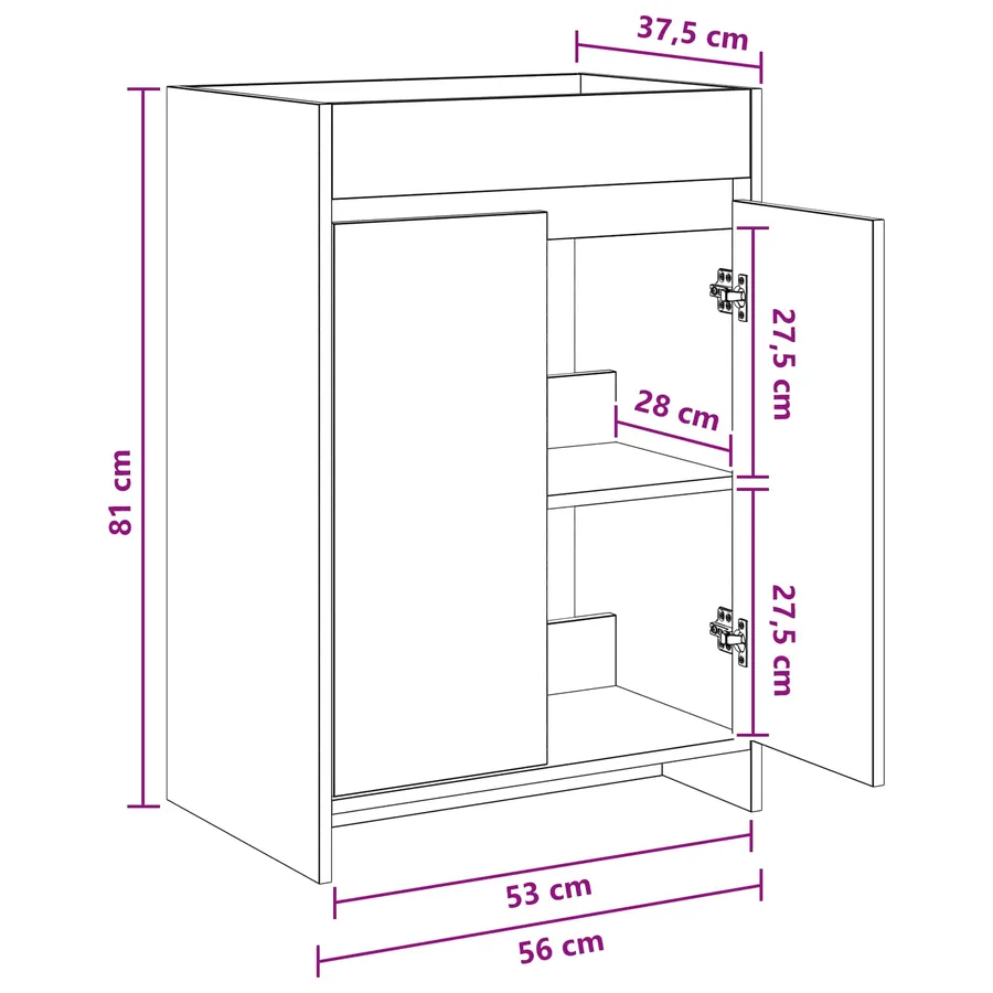 Meuble sous lavabo de salle de bain Chêne fumé - 9