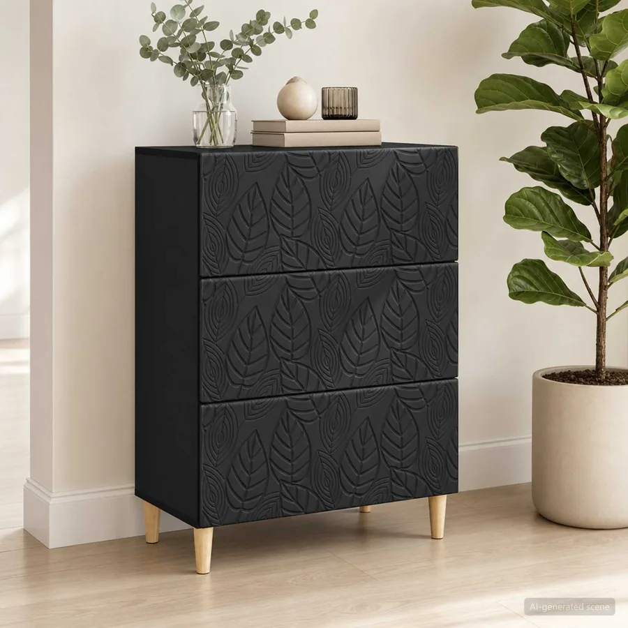 Armoire à tiroirs Noir 66 x 34,5 x 90 cm Bois d'ingénierie