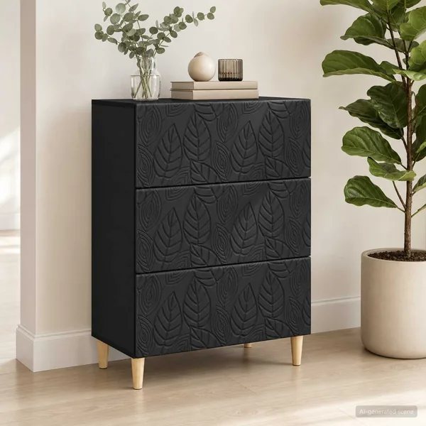 Armoire à tiroirs Noir 66 x 34,5 x 90 cm Bois d'ingénierie