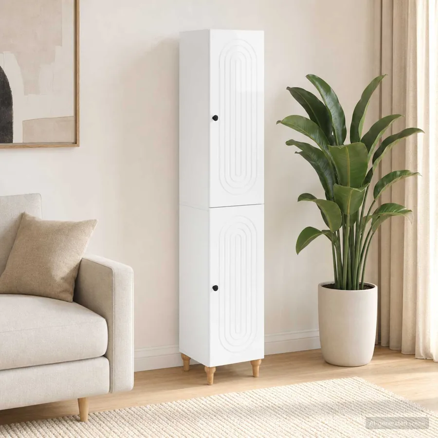 Ensemble de Meubles 2 pcs Blanc brillant Bois d'ingénierie