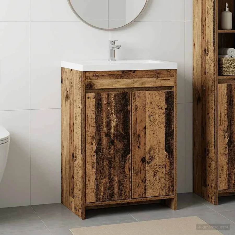 Meuble sous lavabo de salle de bain Bois ancien