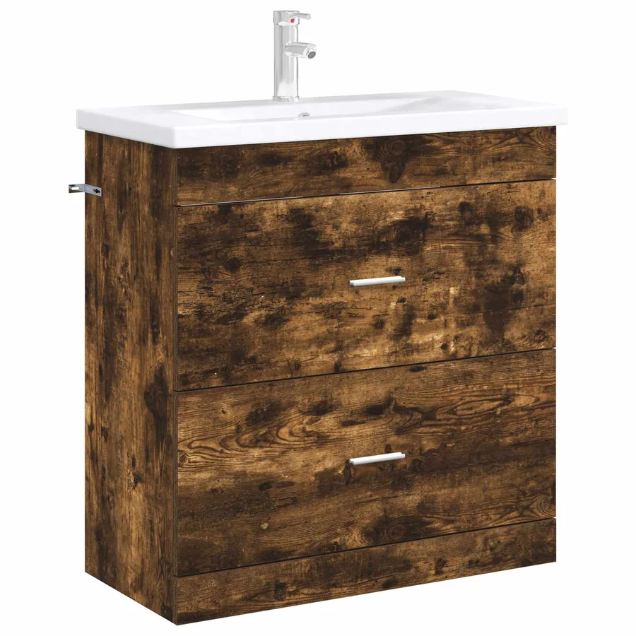 Meuble sous lavabo de salle de bain Chêne fumé - 3