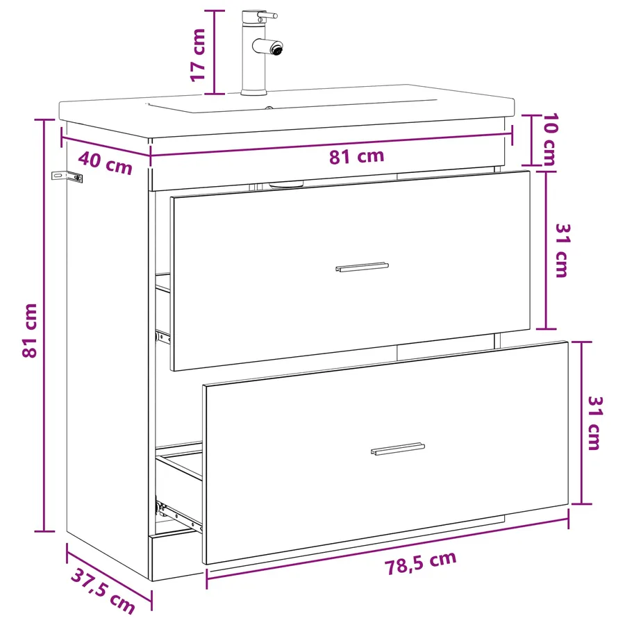 Ensemble de mobilier de salle de bain Sonoma gris - 11