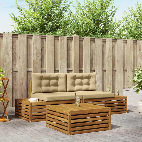 Ensemble de canapés d'extérieur 3 Pièce Naturel et Beige