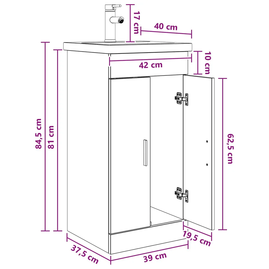 Meuble de salle de bain avec évier Chêne artisanal - 10