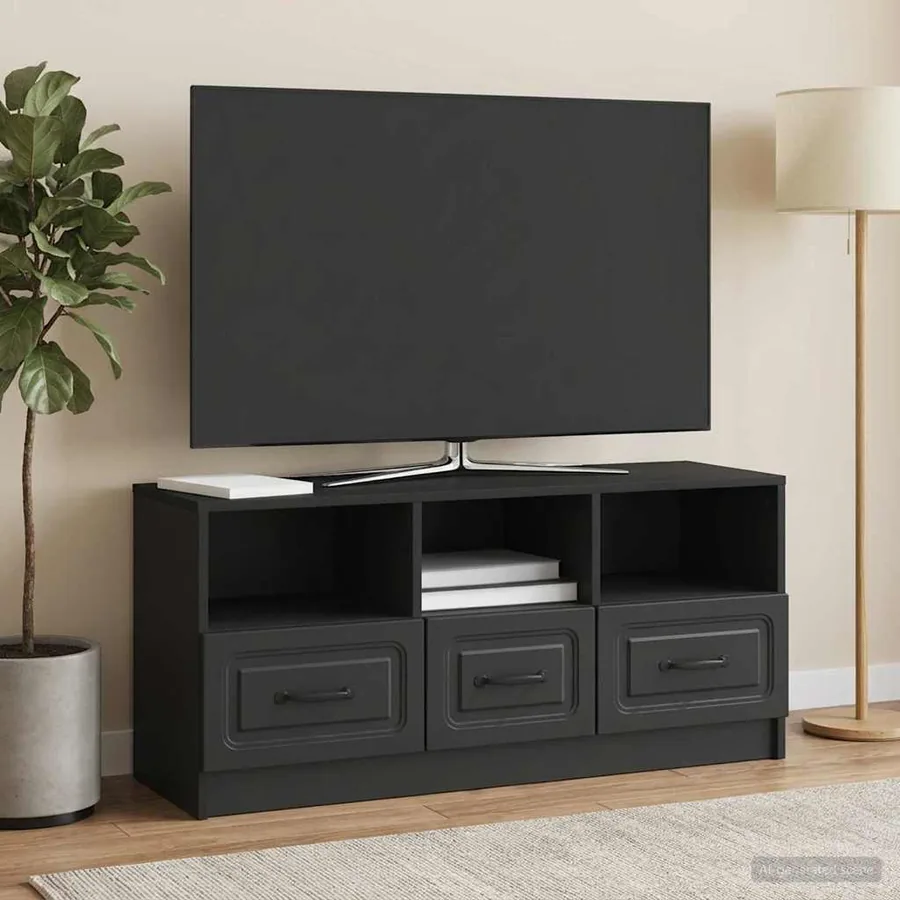 Meuble TV avec tiroir Noir 102 x 34,5 x 47 cm Bois d'ingénierie