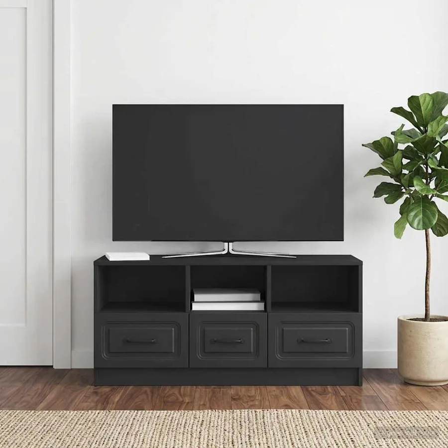 Meuble TV avec tiroir Noir 102 x 34,5 x 47 cm Bois d'ingénierie - 4