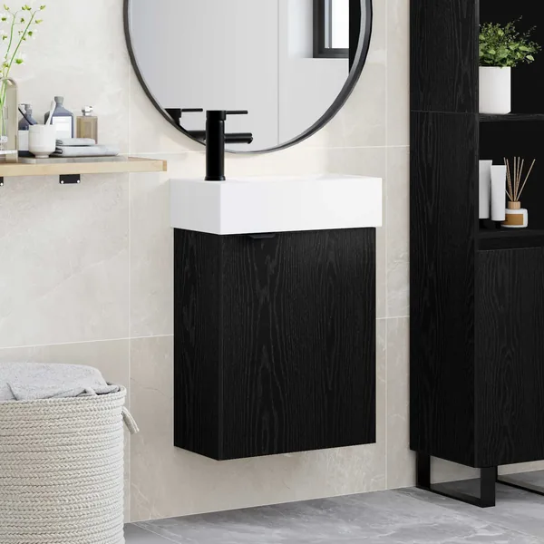 Meuble de salle de bain avec robinet Chêne noir