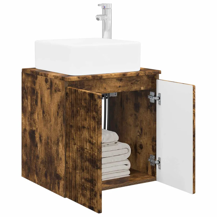 Vanité de lavabo mural Chêne fumé 53 x 35 x 63 cm - 3