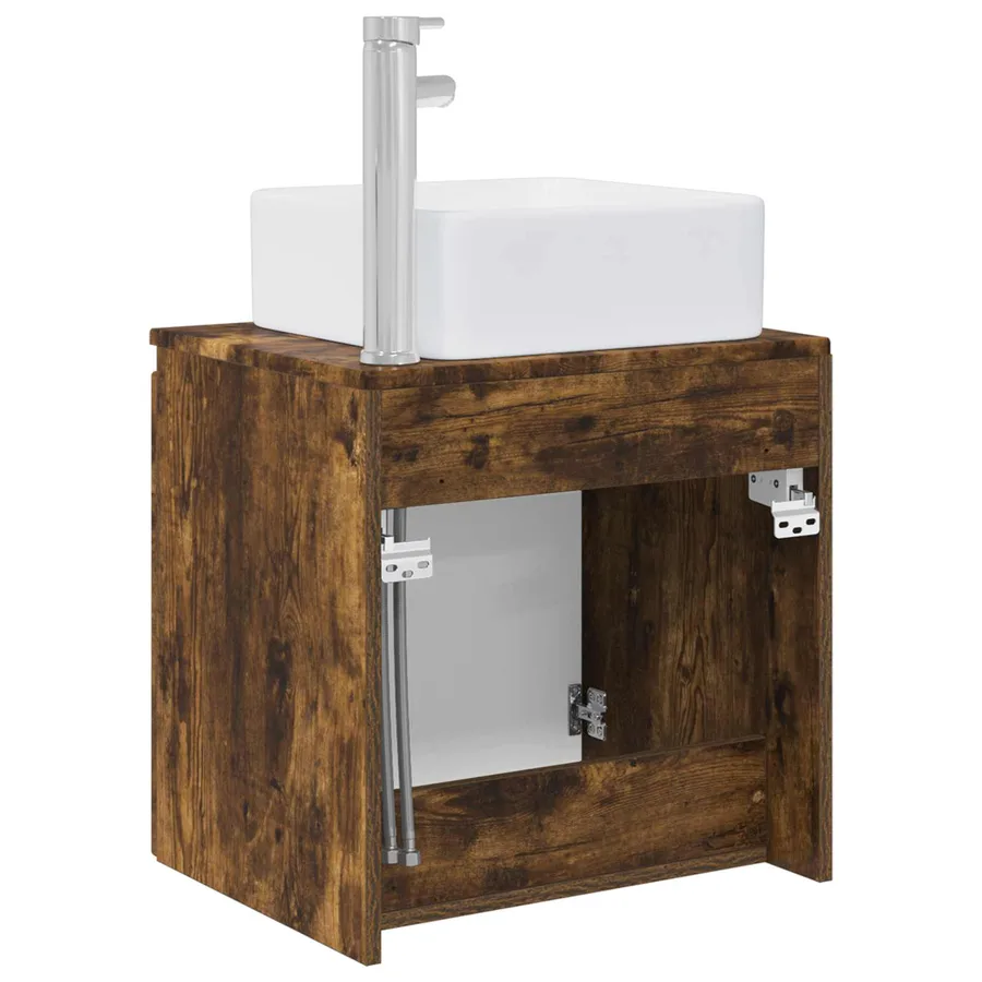Vanité de lavabo mural Chêne fumé 53 x 35 x 63 cm - 5