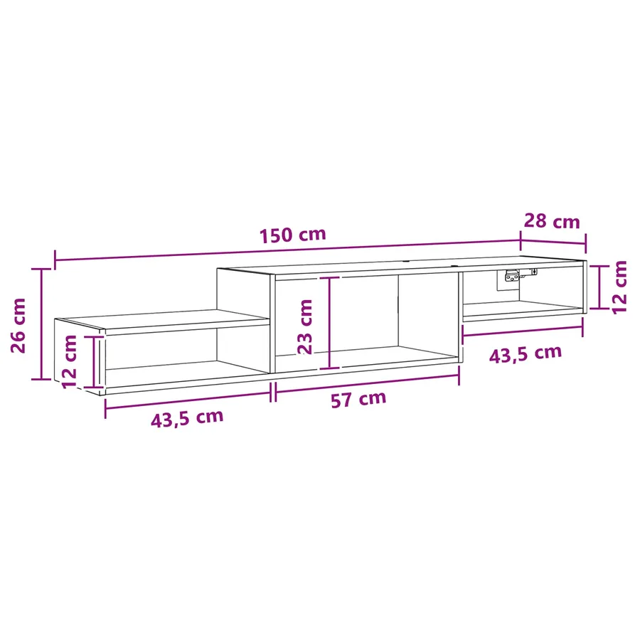 Meuble TV mural Montage mural Blanc 150 x 28 x 26 cm - 8