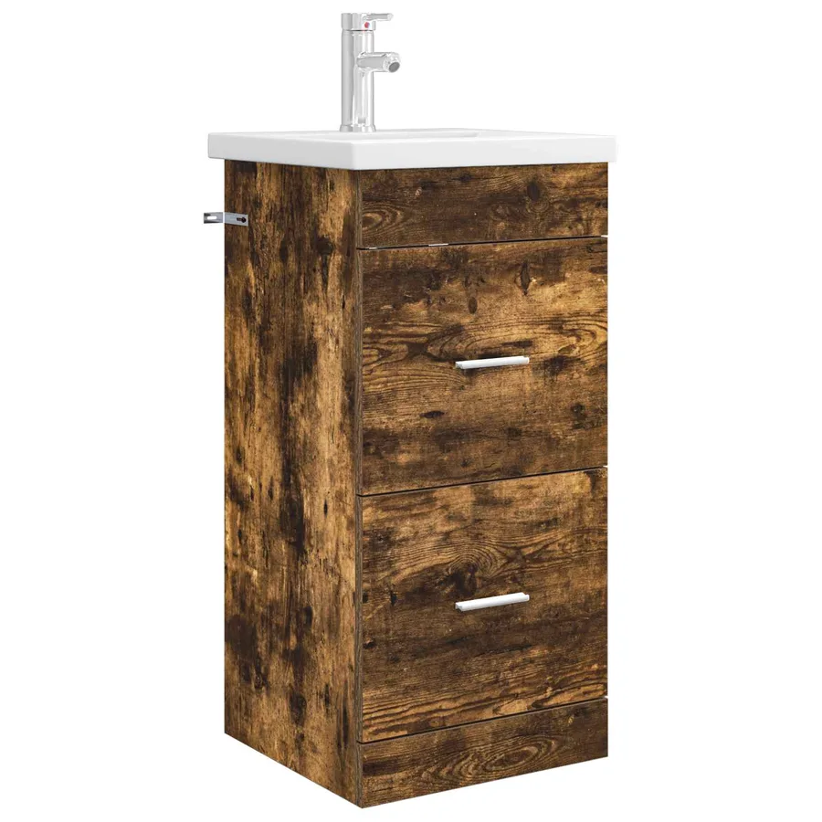 Meuble de salle de bain avec évier Chêne fumé 42 x 40 x 84,5 cm - 2