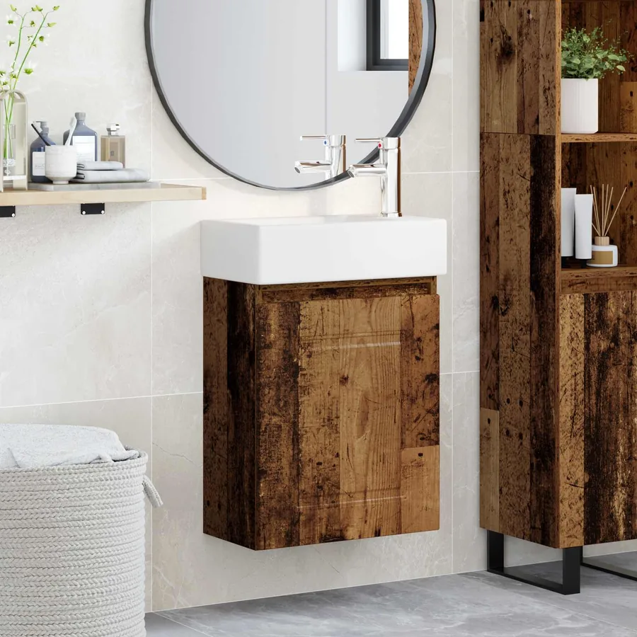 Meuble de salle de bain avec robinet Bois ancien
