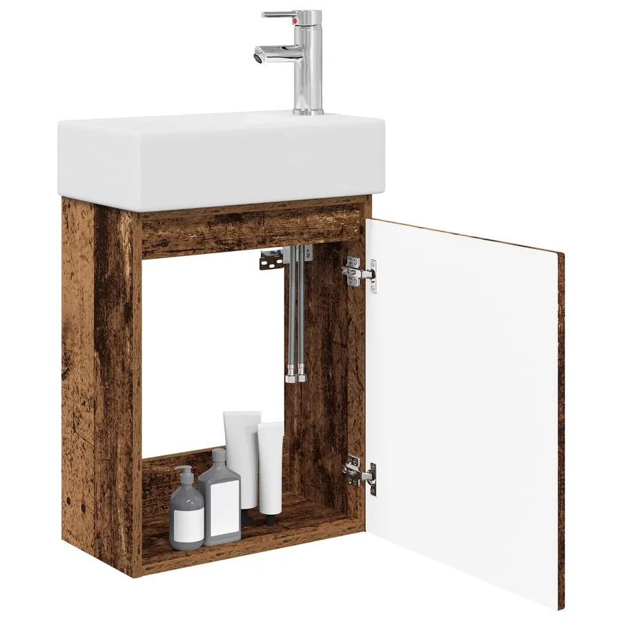 Meuble de salle de bain avec robinet Bois ancien - 3