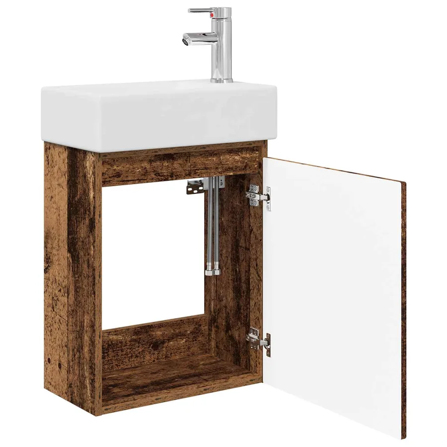 Meuble de salle de bain avec robinet Bois ancien - 4