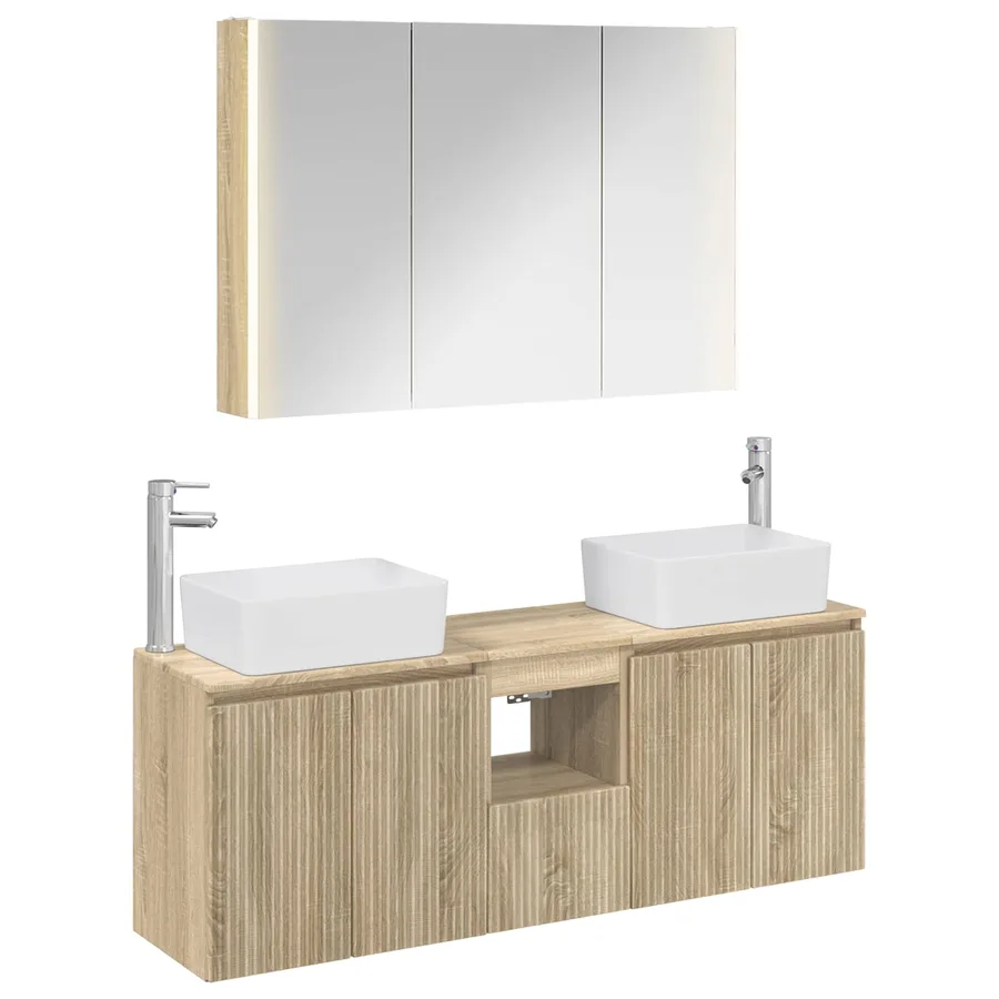 Ensemble d'armoire de salle de bain 4 pcs Chêne Sonoma - 2