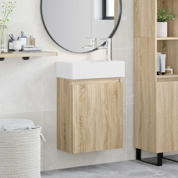 Meuble de salle de bain avec robinet Chêne Sonoma