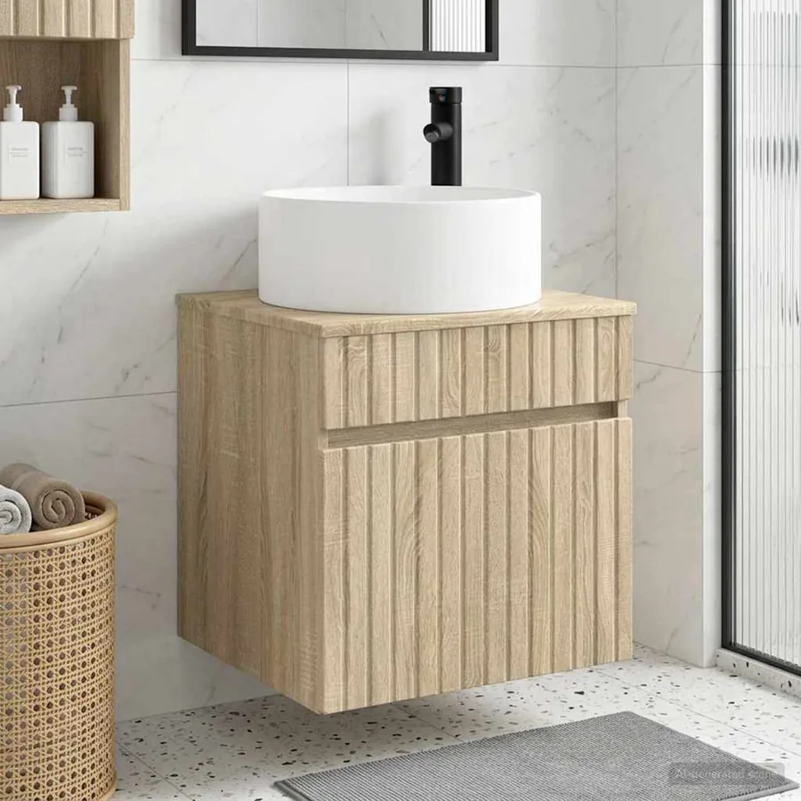 Meuble de lavabo mural Chêne Sonoma 49 x 44,5 x 65,5 cm