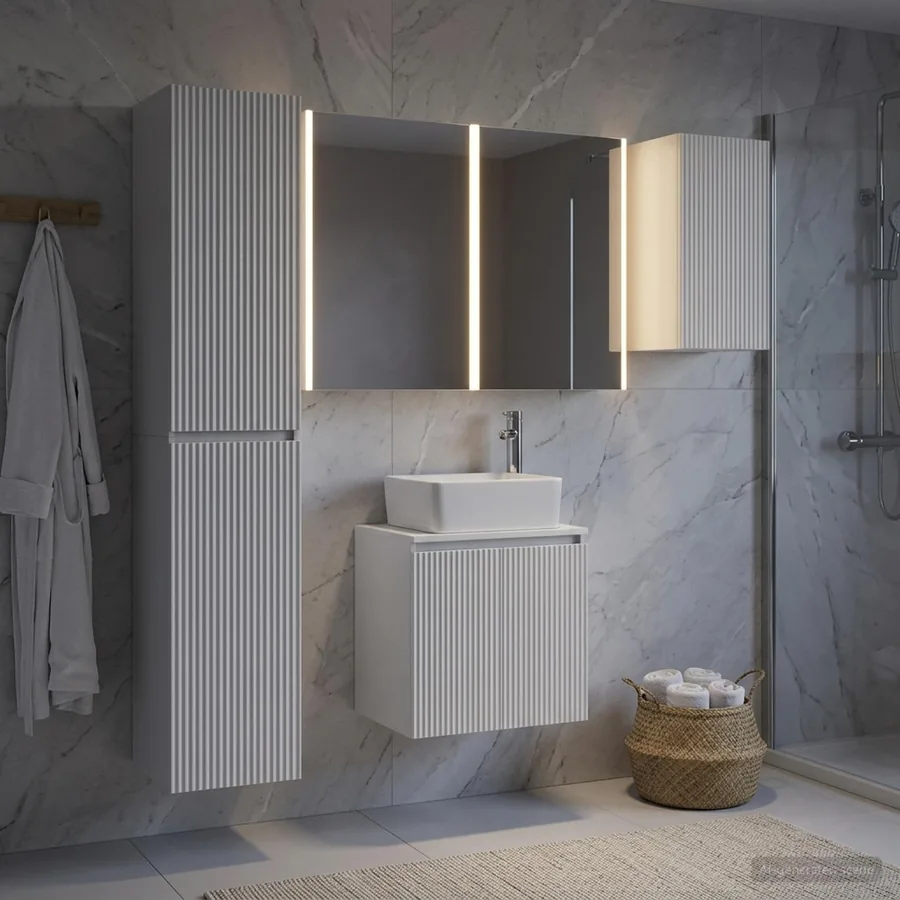 Ensemble d'armoire de salle de bain 5 pcs Blanc