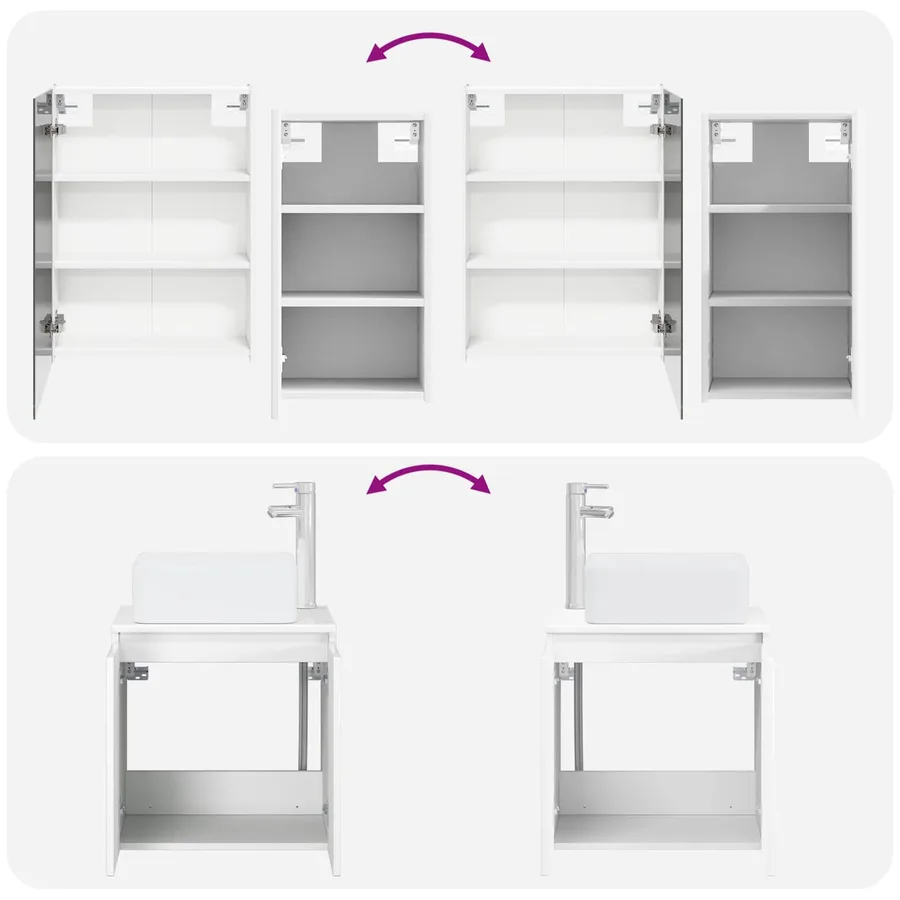 Ensemble d'armoire de salle de bain 5 pcs Blanc - 14