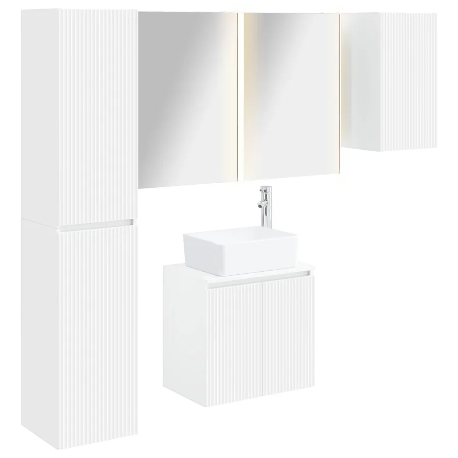 Ensemble d'armoire de salle de bain 5 pcs Blanc - 2