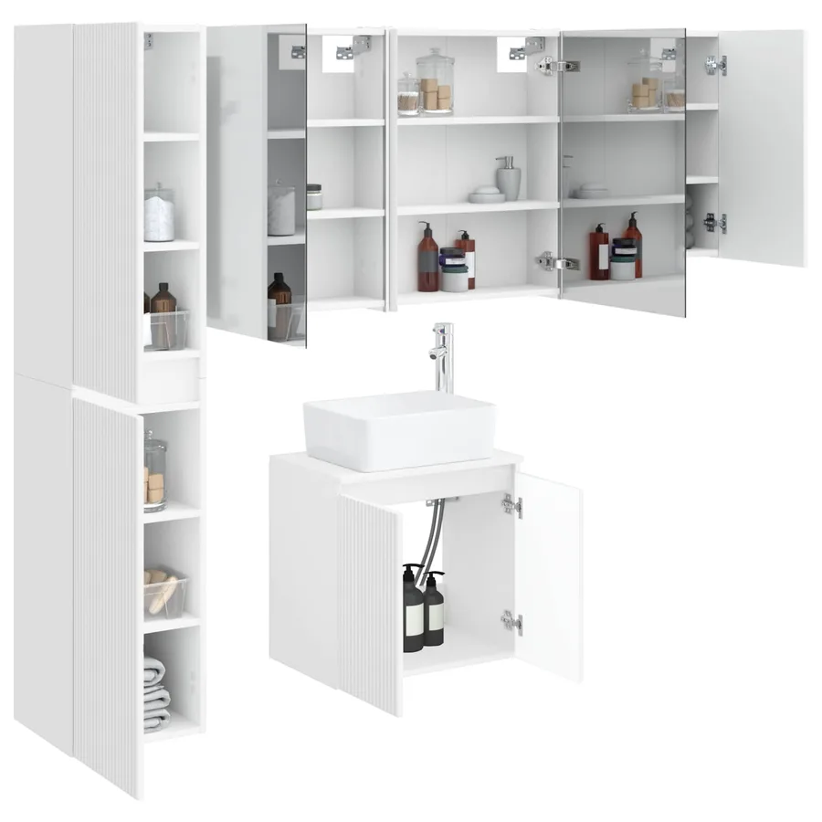Ensemble d'armoire de salle de bain 5 pcs Blanc - 3