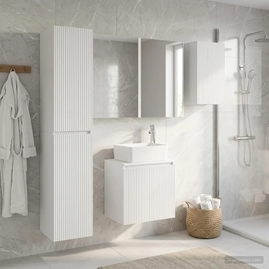 Ensemble d'armoire de salle de bain 5 pcs Blanc - 4