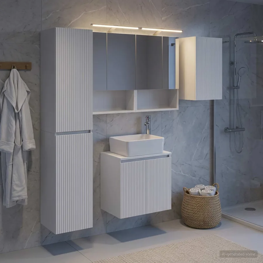 Ensemble d'armoire de salle de bain 5 pcs Blanc