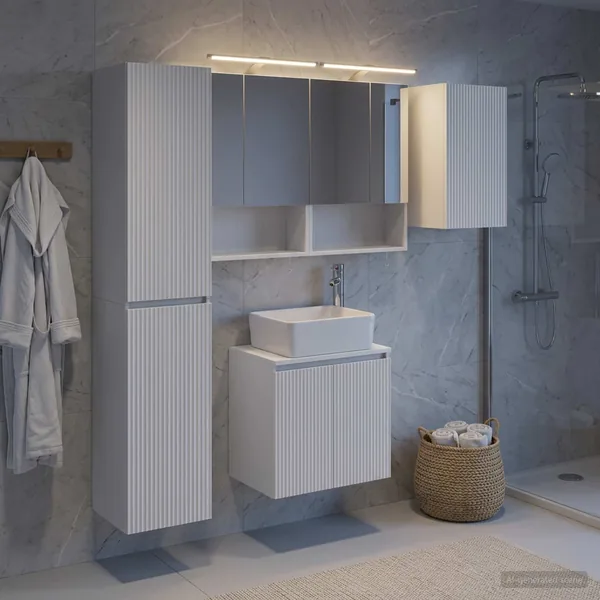 Ensemble d'armoire de salle de bain 5 pcs Blanc