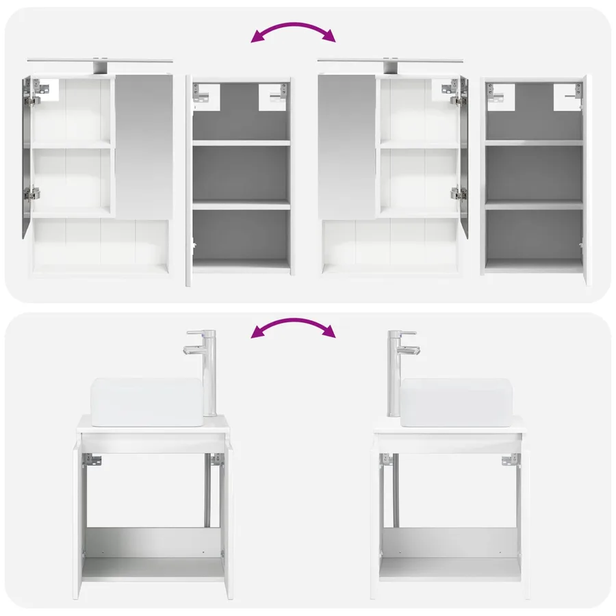 Ensemble d'armoire de salle de bain 5 pcs Blanc - 14
