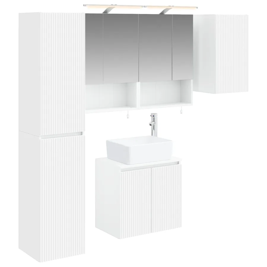 Ensemble d'armoire de salle de bain 5 pcs Blanc - 2
