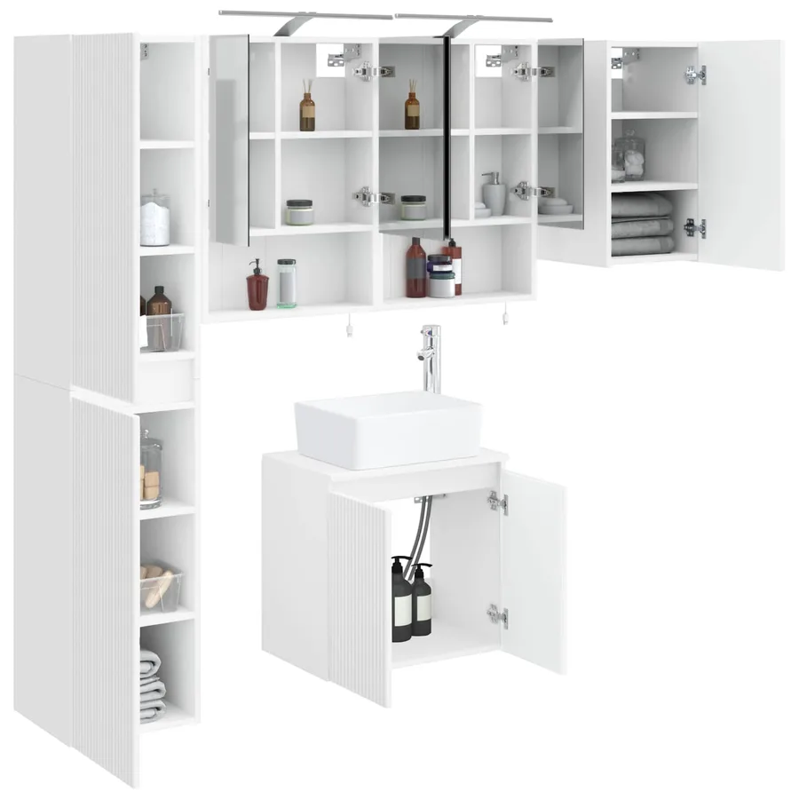 Ensemble d'armoire de salle de bain 5 pcs Blanc - 3