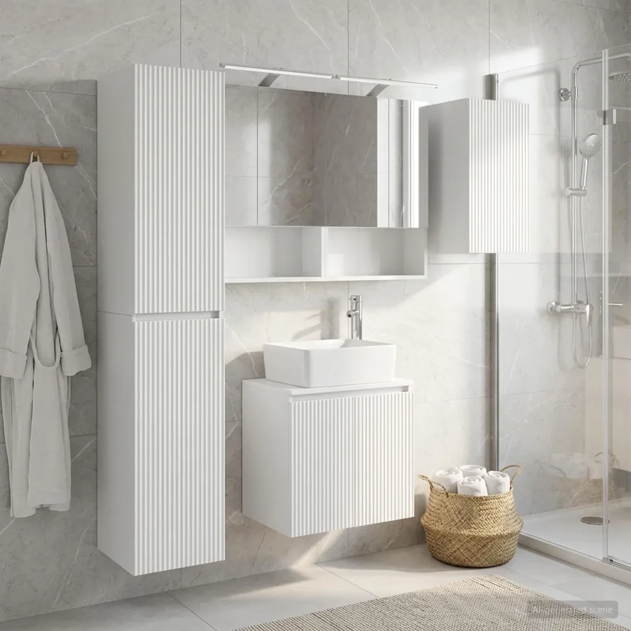 Ensemble d'armoire de salle de bain 5 pcs Blanc - 4