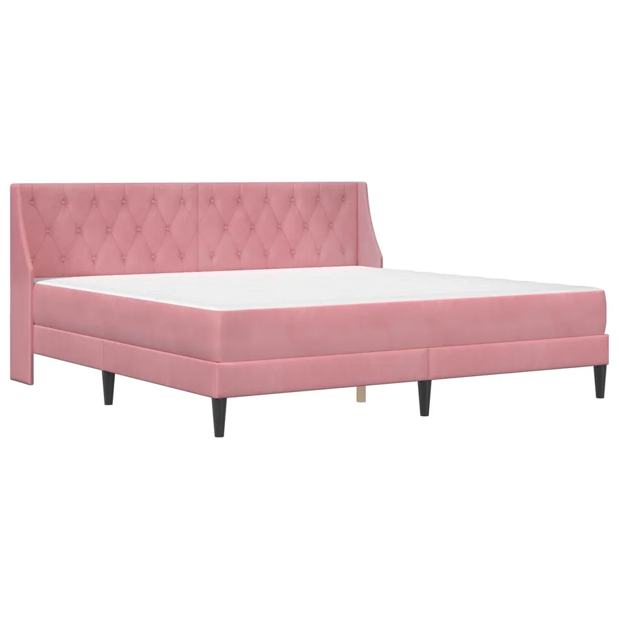 Cadre de lit avec matelas Rose 200 x 200 cm Velours - 3