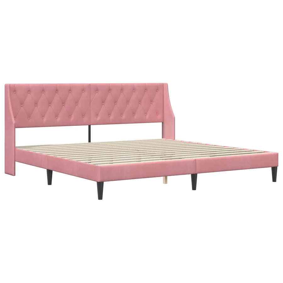 Cadre de lit avec matelas Rose 200 x 200 cm Velours - 4