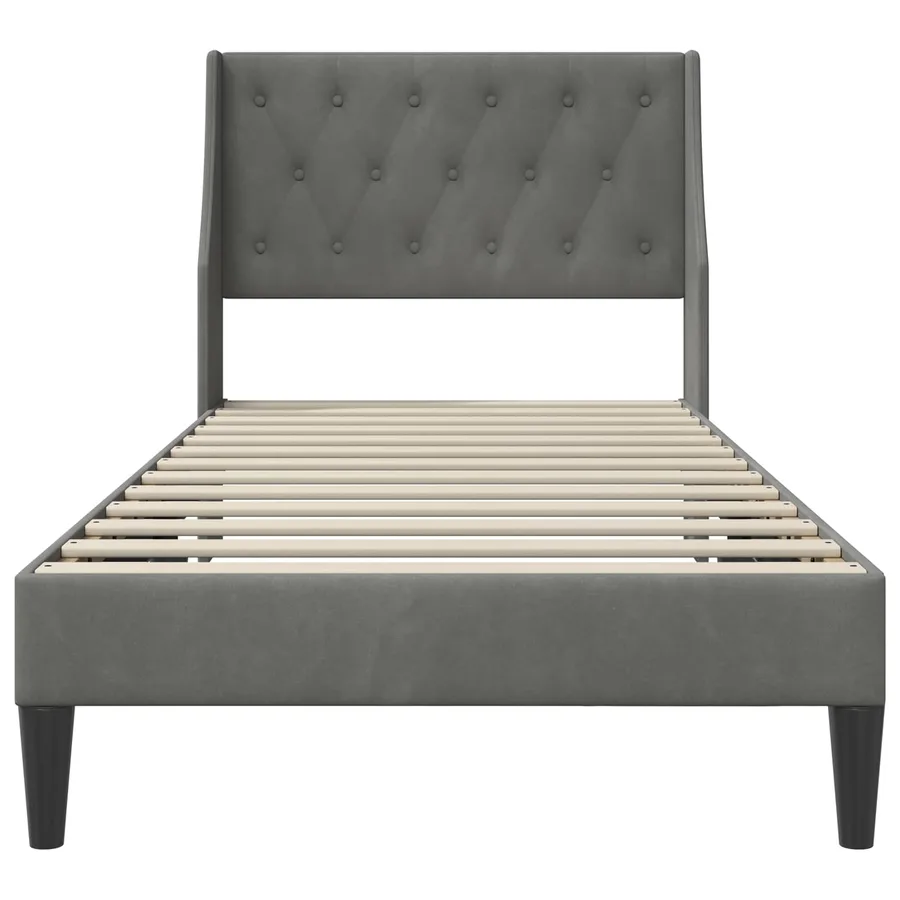 Cadre de lit avec tête de lit Gris foncé 90 x 200 cm Velours - 4