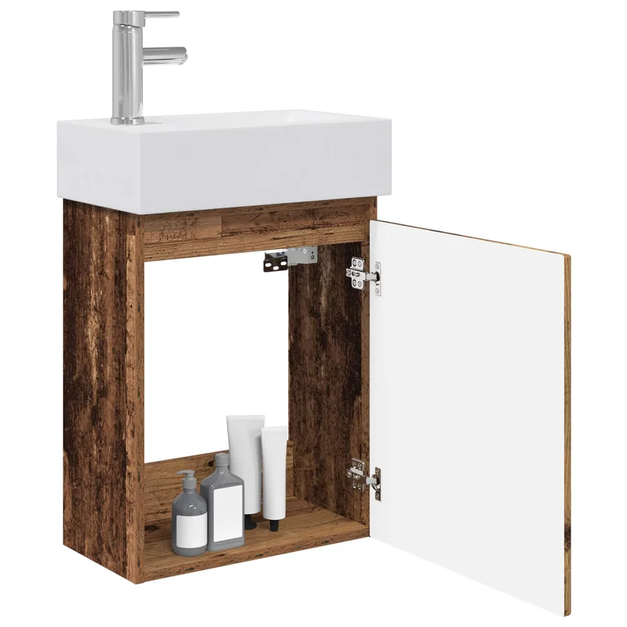 Meuble de salle de bain avec robinet Bois ancien - 3