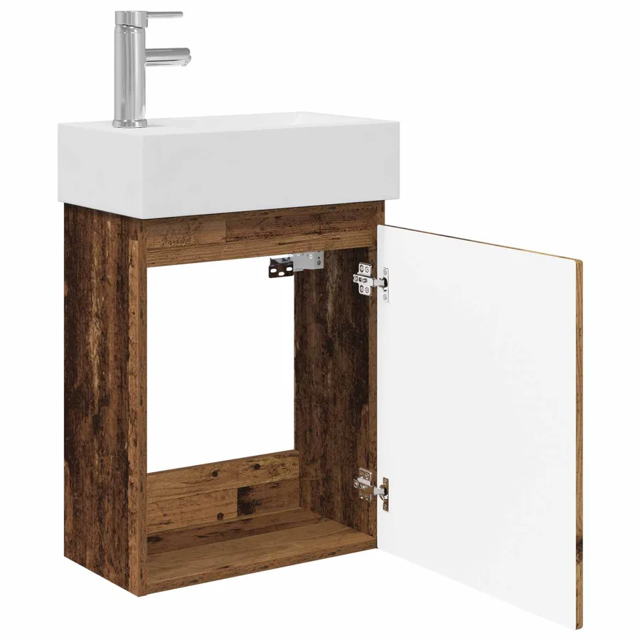 Meuble de salle de bain avec robinet Bois ancien - 4