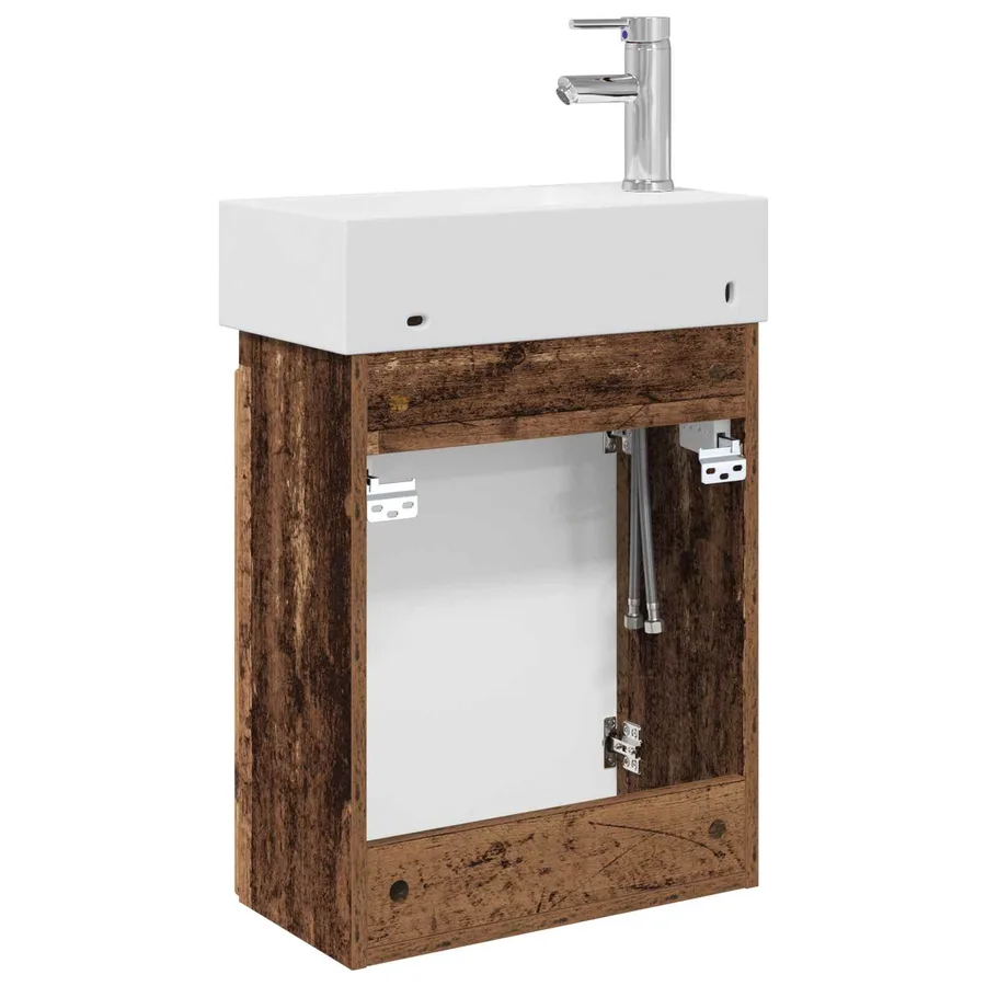 Meuble de salle de bain avec robinet Bois ancien - 7