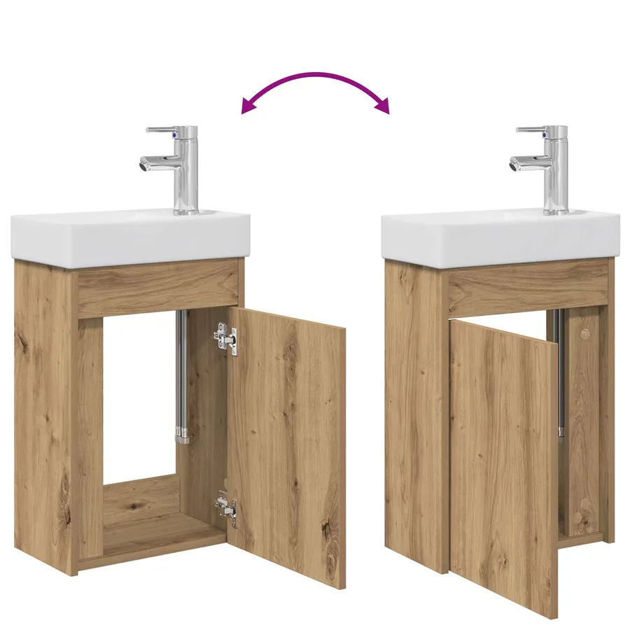 Meuble de salle de bain avec robinet Chêne artisanal - 9