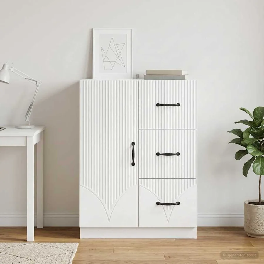 Buffet Blanc 66 x 34,5 x 87 cm Bois d'ingénierie - 4