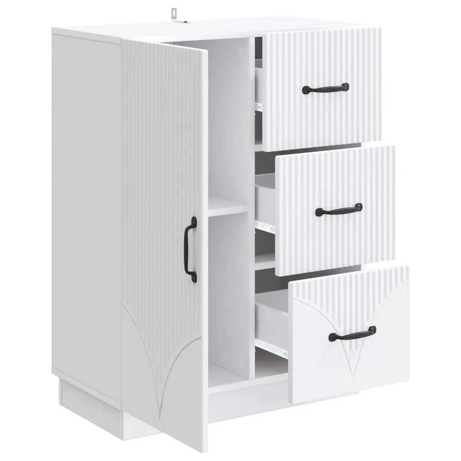 Buffet Blanc 66 x 34,5 x 87 cm Bois d'ingénierie - 5